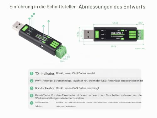 USB to CAN Adapter Analyzer CAN Bus Converter Based on STM32 Chip, Supports Windows 11/10/8/7/XP and Raspberry Pi OS/Jetson Nano Ubuntu etc. Linux Systems, with USB Cable