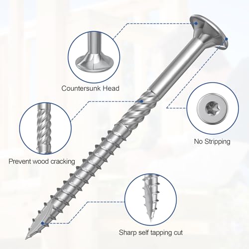 #10 x 3 Stainless Steel Deck Screws, 150Pcs 410 Grade Stainless Steel #10 × 3" 150