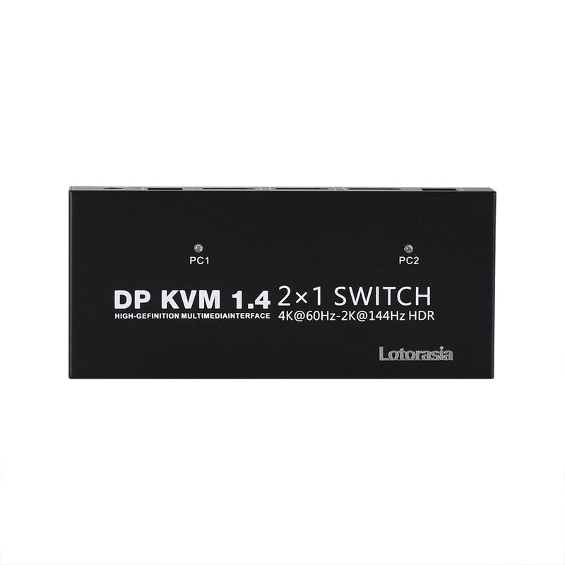 Displayport KVM Switch 1 Monitor 2 Computers, 4K@60Hz DP KVM Switch 2 in 1 Out USB KVM Switcher with 4 USB Ports, Include Desktop Controller, 2 USB Cables and Power Adapter
