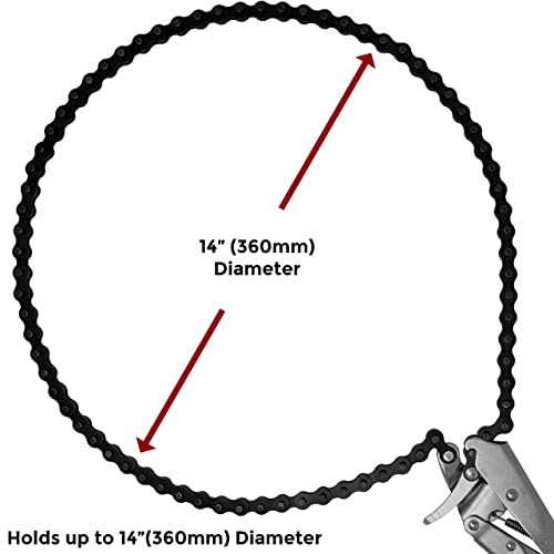 Strong Hand Tools Locking Chain Pliers, Removable 48″ Chain, Holds Up To 14" Diameter Pipes, Unique Easy Open Crank Handle, Quick Release Trigger, PFC1048 48″ (1,200 mm) chain