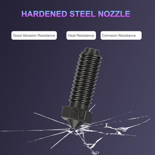 0.4mm Hardened Steel Volcano Nozzles Kit for Anycubic Kobra 2 Series, 3D Printer Parts Extruder Hotend Nozzles for Anycubic Kobra 2, Kobra 2 Neo, Kobra 2 Pro, Kobra 2 Plus, Kobra 2 Max 5PC Hardened Steel Nozzles