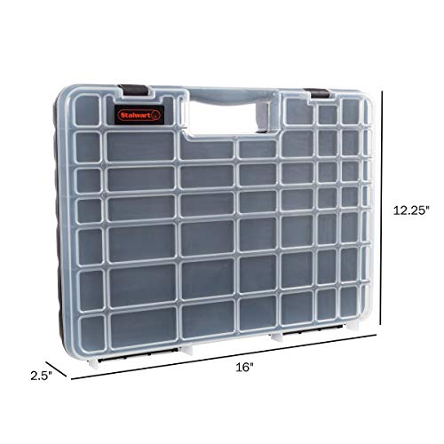 Stalwart - 75-ST6073 Portable Storage Case with Secure Locks and 55 Small Bin Compartments for Hardware, Screws, Bolts, Nuts, Nails, Beads, Jewelry and More by Black 55 Bin