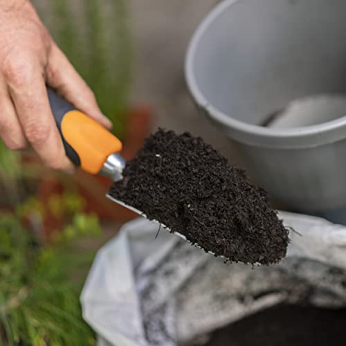 Fiskars ShearEase Grass Shears - 5'' 360-Degree Swivel Blade - Garden Shears and Grass Cutter - Black & Ergo Gardening Hand Trowel - Ergonomic Handle Design with Hang Hole