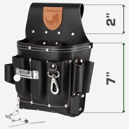 STRONGLAD Electricians Tool Belt - 13-Pocket Smooth Top-Grain Leather Pouch, Adjustable 29-46 in Fit, Heavy Duty Utility Belt for Electrical Work, Jobsite Tool Organizer Electrician's Tool Pouch