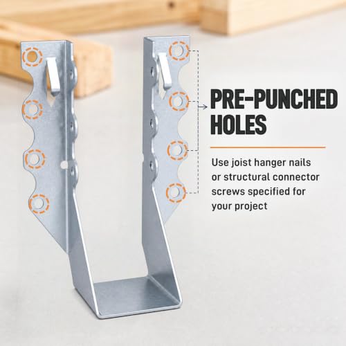 80 Pack 2x6 Joist Hangers, 20 Gauge Galvanized Wood Connectors | Fits Nominal 2 x 6 Lumber, Actual 1-1/2 x 5-1/2 in; Face-Mount Galvanized Brackets for Deck, Floor, Pergola Framing
