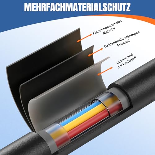Heat Shrink Tube with Adhesive 4:1 Diameter 8 mm and 4 m Length Waterproof | Heat Shrink Tubing Waterproof Insulation Heat Shrink Tubing for Cable Insulation Marking Cable Bundling Repairs 8mmx4m