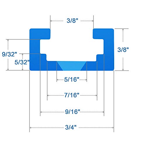 Aluminum 24"X2 T-track with 2pk Hold Down Clamps - Blue Color