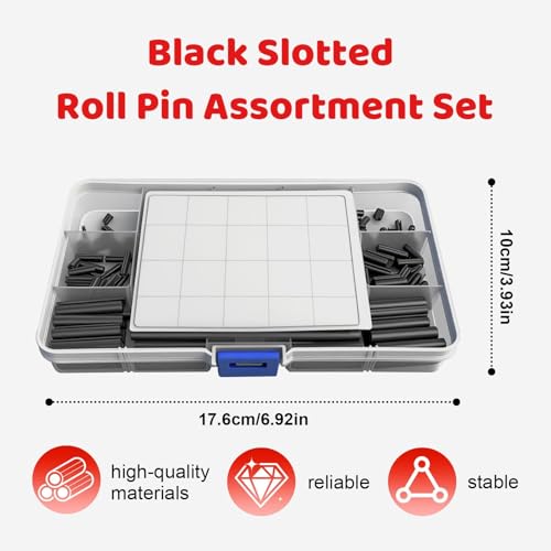 390Pcs Roll Pin Set, 13 Sizes Black Slotted Spring Pin Split Expansion Cylindrical Pins Assortment M1.5 M2 M2.5 M3 M4 M5 M6 for Home Improvement & Machinery Maintenance (390pcs) 390pcs