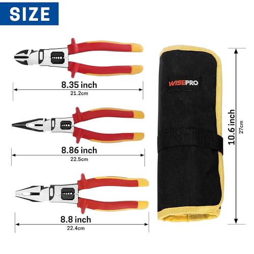 3 PCS Multifunctional Insulated Pliers Set with Tool Pouch