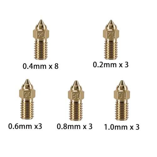 KOYOFEI 20PCS Brass Nozzle Kit for Neptune 4, 3D Printer Accessories 8PCS 0.4mm, 3PCS 0.2mm, 0.6mm, 0.8mm, 1.0mm Brass Nozzles Kit for Elegoo Neptune 4, Neptune 4 Pro Neptune 4 Brass Multi-Size