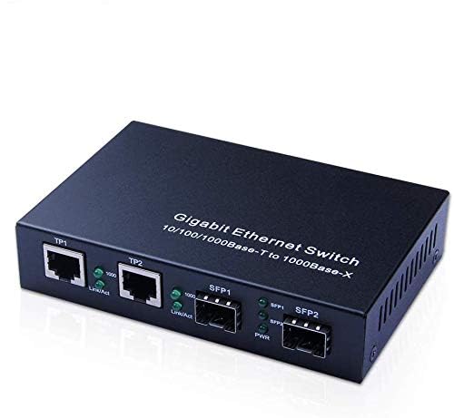 ipolex Gigabit SFP to RJ45 Fiber to Ethernet Media Converter, Dual 10/100/1000Mbps RJ45 Ports to 1000Base-SX/LX/EX SFP Slots, Support Gigabit SFP Modules, Without Transceiver 2*1G+1+2*1G SFP