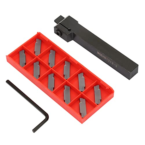Dioche Parting Tool Metal Lathe, MGEHR1212-3 Lathe Parting Tool, Lathe Cut Off Grooving Parting Tool Holder with 10pcs Inserts