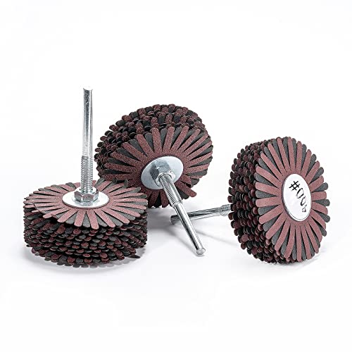 7-Pack Abrasive Cloth Flap Wheel - 1/4 Inch Shank for Woodworking Root Carving Furniture Polishing,Mop Sander Sanding80, 120, 150, 180, 240, 320, 400 Grit,Sanding Mops Woodworking 7pcs