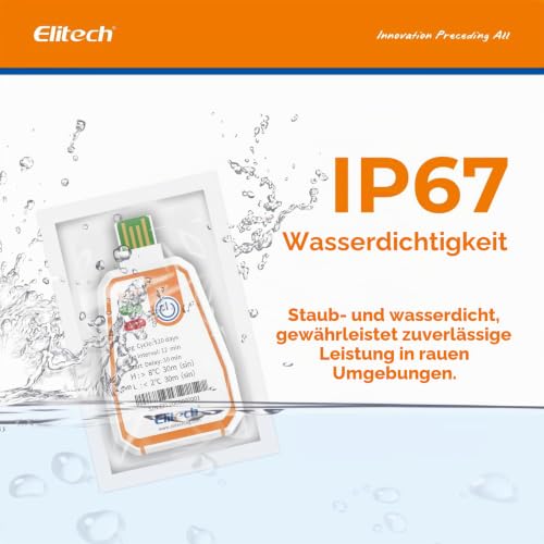 Elitech RC-17 Disposable Temperature Logger USB 180 Days Continuous Recording 16000 Data Sets for Food Medication & Vaccine Cool Chains Alarm Function, IP67 Water Protection 1