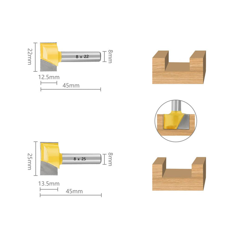 Groove cutter HM set 6 pieces. Diameter 8 mm shaft floor cleaning cutter 10/15/22/25/30/32 mm slot cutter wood cutter face cutter carbide basic cutting edge