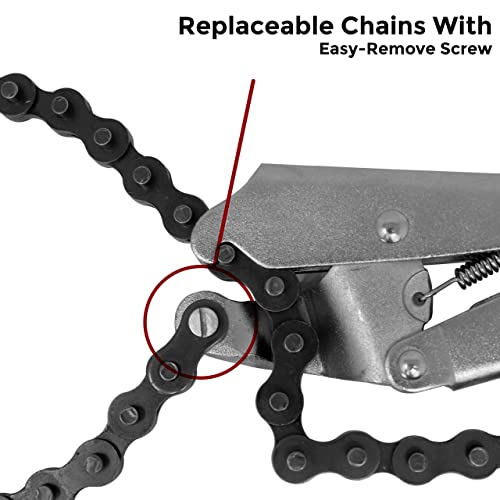 Strong Hand Tools Locking Chain Pliers, Removable 48″ Chain, Holds Up To 14" Diameter Pipes, Unique Easy Open Crank Handle, Quick Release Trigger, PFC1048 48″ (1,200 mm) chain