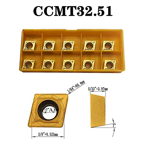 40pcs CCMT09T304/CCMT32.51 TCMT110204/21.51 Carbide Turning Inserts,CCMT/TCMT Insert Mutilayer Coated CNC Lathe Replacement Cutters Inserts for Lathe Turning Tool Holder Boring Bar