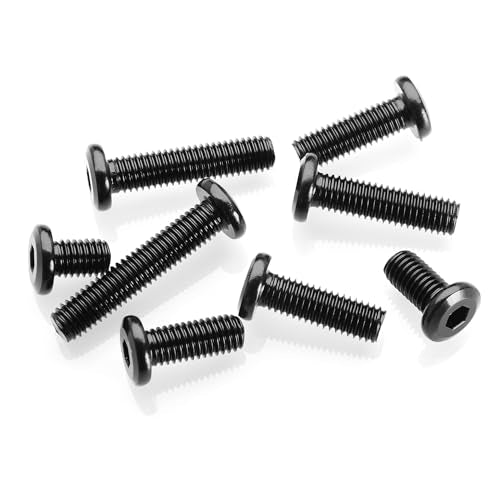 Mywish M8 x 45mm 20Pcs Flat Head Hex Socket Cap Screws Bolts & 20 Sets Assortment Kit 1/4-20 x 2 Button Head Socket Cap Bolts, 304 Stainless Steel Bolts Assortment, Black Oxide & Hex Spanner