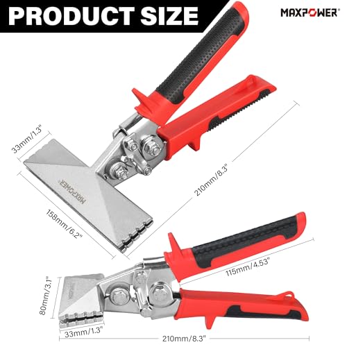 MAXPOWER Sheet Metal Hand Seamer, 3-inch and 6-inch Straight Jaw Sheet Metal Bender Tools with Ergonomic Handle, 2-Pack Metal Bending Tools 3" & 6" straight