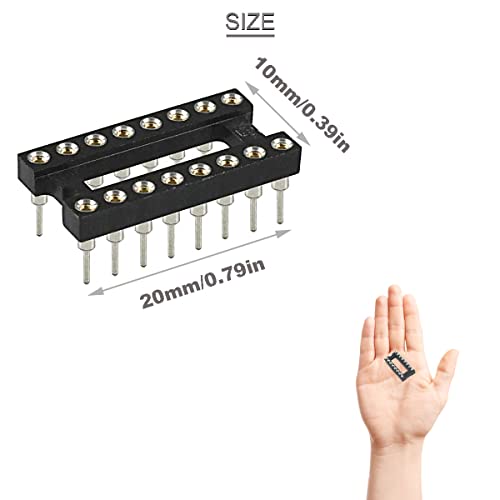30pcs DIP IC Socket 16 Pin Round 2.54mm Grid IC Socket Adapter Round Hole Solder Type High Quality with Tin Wire Pin for DIY Electronics Experiment
