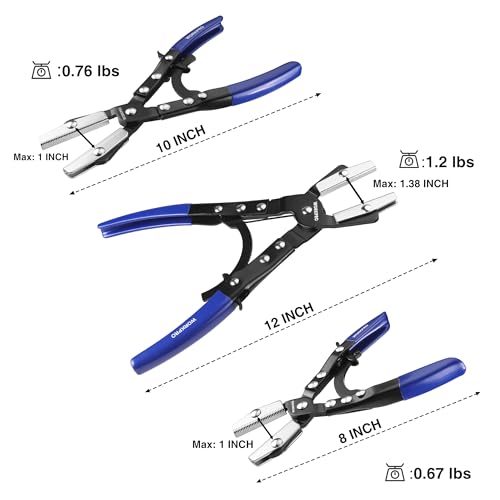 WORKPRO 3-Piece Ratcheting Hose Pinch Off Pliers Set with Storage Bag Blue