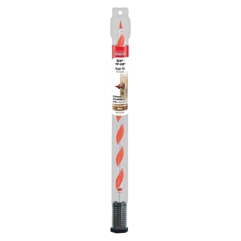 Diablo Auger Bit for Nail-Embedded Wood - 3/4" Diameter, 7/16" Hex Shank, 17-1/2" Length - DAG3070