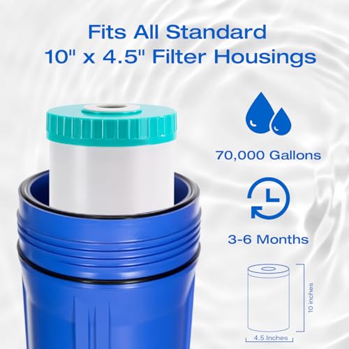 H&G Lifestyles Whole House Water Softener Filter Cartridge Replacement, Calcium Inhibitor Water Filter, Anti-Scale Filter, Fits Any Standard 10" x 4.5" Water Filter System 45,000 Gallons
