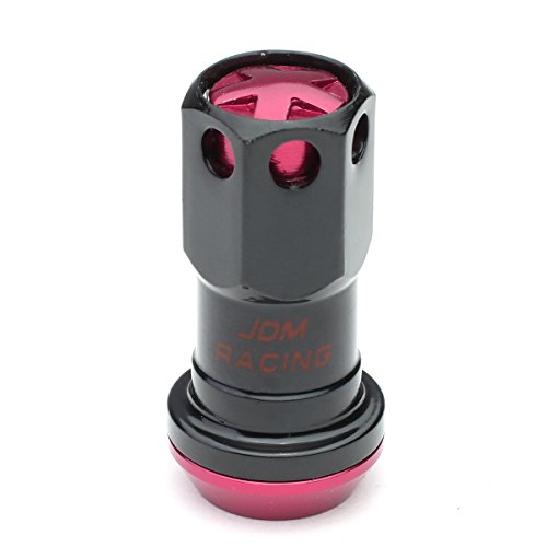 DNA Motoring M12x1.25 Closed End Lug Nuts, 16 Pcs Universal Hex Wheel Nut+4 Pcs Spline Lock Nut w/Adapter Keys for Aftermarket Wheels, Pink Accents for Conical Seat Wheels, LN-ZTL-9016-125-PK Pink Accents / Black Body M12 x 1.25