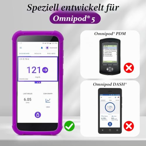 Omnipod 5 Silicone Protective Case, Shockproof Omnipod 5 PDM Case to Protect Your Omnipod 5 Pod Case Receiver from YOUSHARES (Purple) purple