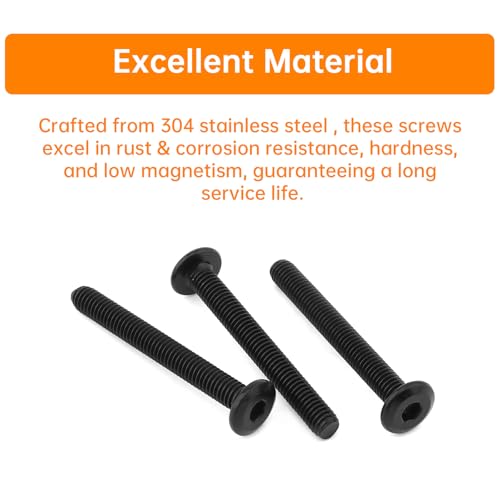 264 pcs Black Finish 304 Stainless Steel M6 Flat Head Hex Socket Cap Screws Countersunk Bolts Screws Nuts and Washers Assortment Kit