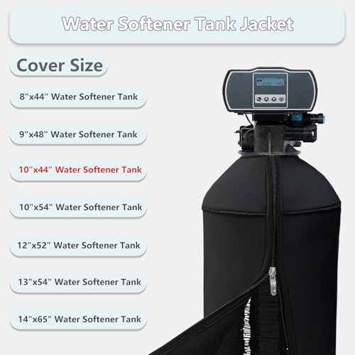 10x44 Inch Water Softener Tank Jacket - Insulated 3.5mm Neoprene Slip Sleeve to Prevent Sweating, Heavy-Duty Outdoor Water Softener Cover,Black Black 10''D x 44''H