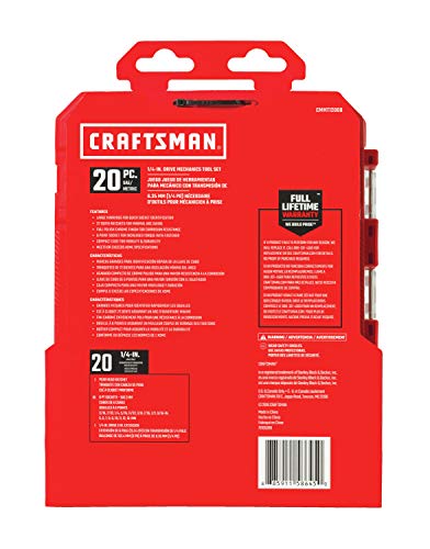 CRAFTSMAN Socket Set, SAE/Metric, 1/4" Drive, 20Piece (CMMT12008) One Size 20 Piece Set