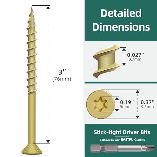 (20Sets) 1/4" x 3" Hex Head Lag Bolts & Wood Screws #10x3, 127 PCS 2lb, Deck Screws 3 Inch, Heavy Duty Lag Screws with Washers, Torx/Star Drive Head Deck Screw, T25 Star Bit Included
