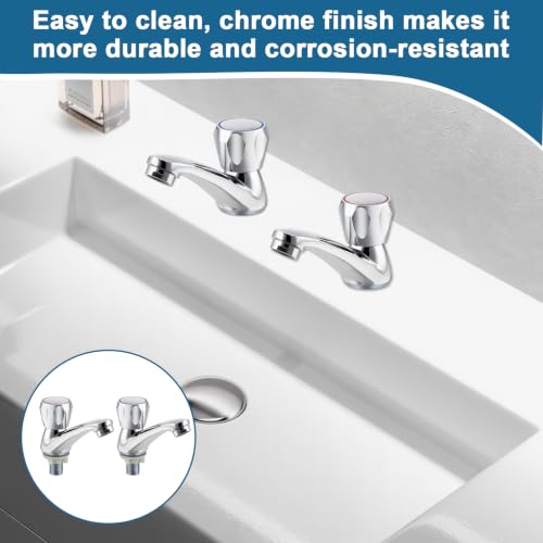 2 PCS Bathroom Taps, Hot and Cold Metal Basin Taps Pair