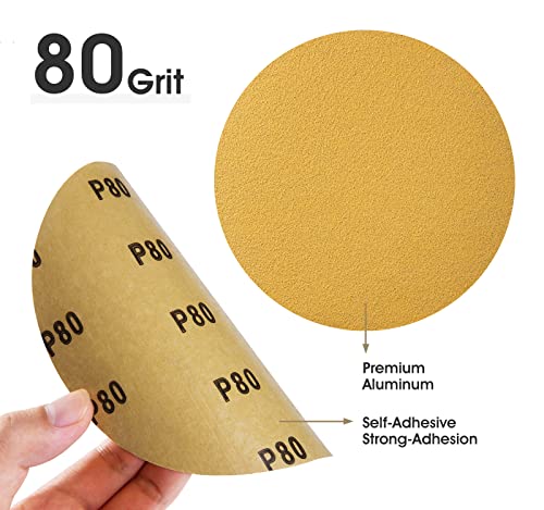 300 PCS 6 Inch PSA Sanding Discs 80 and 320 Assorted Grit Sticky-Back Sandpaper Roll Adhesive Backed Sandpaper for DA Sander Self Stick Automotive Sandpaper
