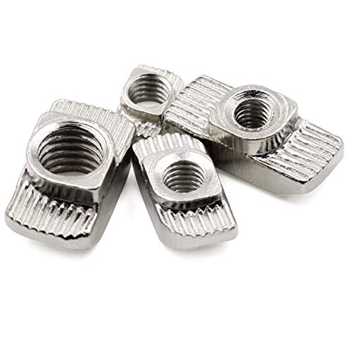 100 Pcs 4545 Series M6 T Nuts, T Slot Nut Hammer Head Fastener Nut, Nickel Plated Carbon Steel Nut for Aluminum Profile (4545 Series M6) 4545 Series M6(100 Pcs)