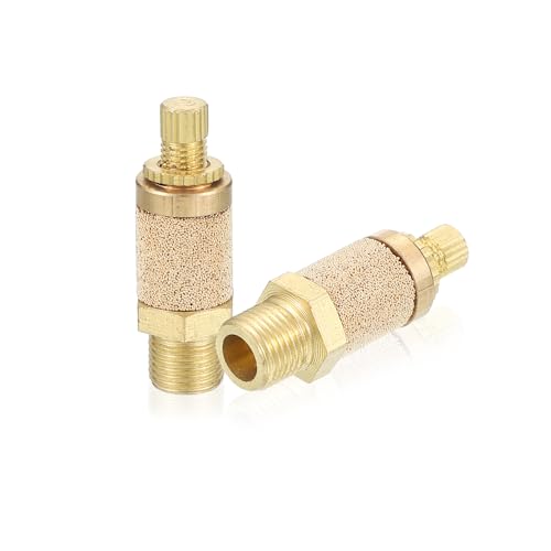 PATIKIL Air Pneumatic Mufflers, Top Adjustable Air Flow Speed Controller G1/8 Male Thread Sintered Bronze Exhaust Muffler for Compressor Cylinders Valves