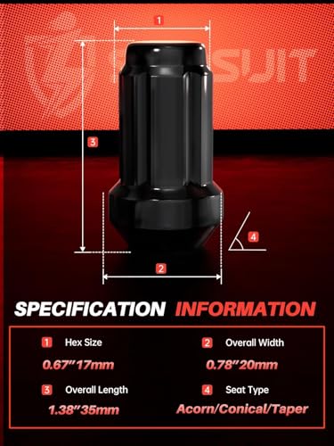Sposuit 24 Pcs M12x1.25 Black Spline Lug Nuts, 19mm Hex, for Nissan