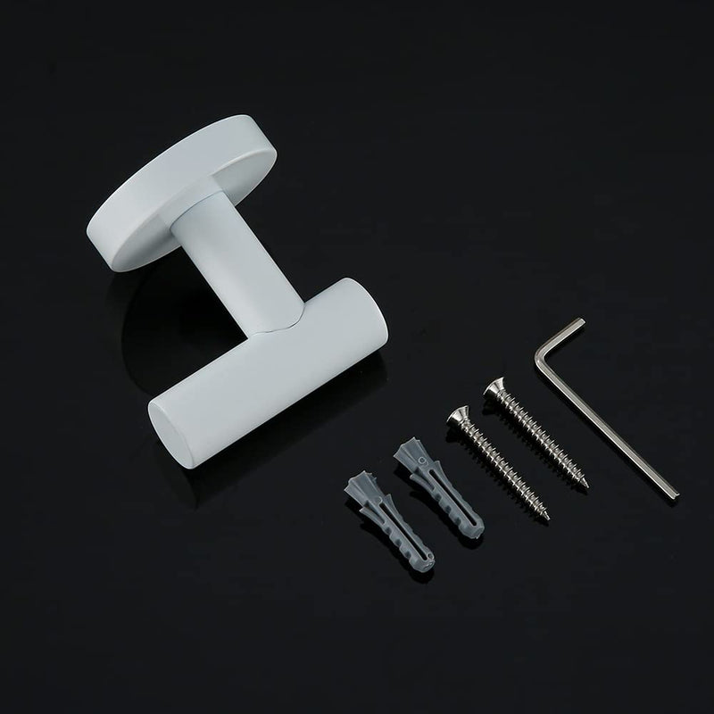 White Towel Hooks Coat Robe Hook for Bath and Kitchen,Bathroom Hardware Accessories, SUS 304 Stainless Steel Wall Hook 2 Count White