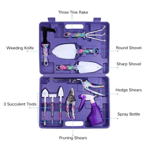 10PCS Purple Garden Tools Set & 11PCS Blue Gardening Gifts for Mom