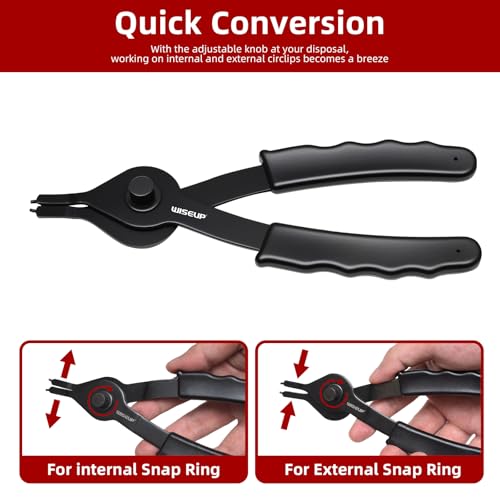 WISEUP 10-Piece Snap Ring Pliers Set, Heavy Duty Circlip Pliers Kit
