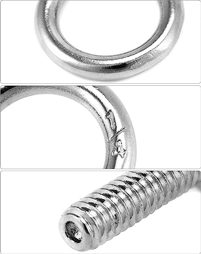 QWORK Eye Bolt, 50 Pack 1/4"-20 x 1 Marine Grade Stainless Steel Lifting Ring Threaded Eyebolt Machinery Shoulder Eyebolts 1/4" - 20 x 1"