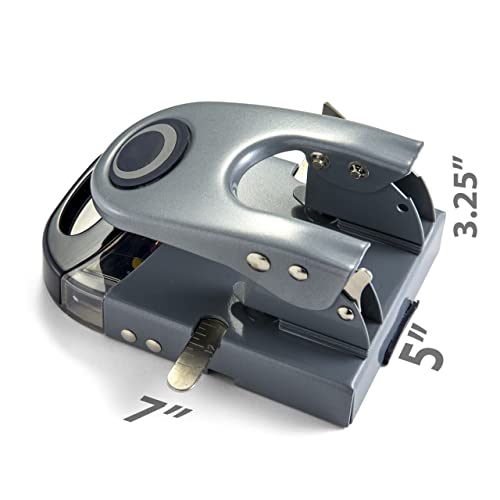 Officemate Deluxe 2-Hole Punch with Chip Drawer, 50 Sheet Capacity, Silver/Navy (90101)