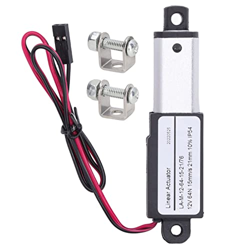Mini Electric Linear Actuator 12V, 64N 15mm/s Small Linear Actuator with Mounting Brackets, IP54 Waterproof Motion Actuator for Home Automation (21mm) 21mm