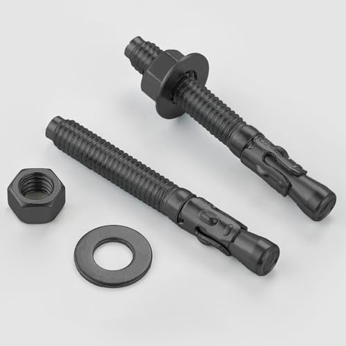 Wensilon 30Pcs 5/16x3 Inch Standard Fasteners for Heavy-Duty Black Wedge Anchors for Cement and Concrete 5/16*3" 30