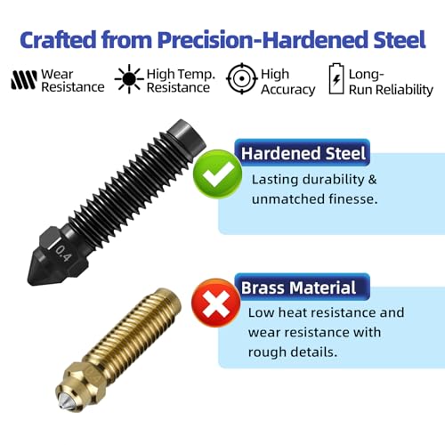 IdeaFormer Centauri Carbon Hardened Steel Nozzles, 0.4 mm, Hardened Steel Nozzle with 2 Silicone Nozzle Brush, Extruder Hotend Nozzles for Elegoo Centauri Carbon, Pack of 5