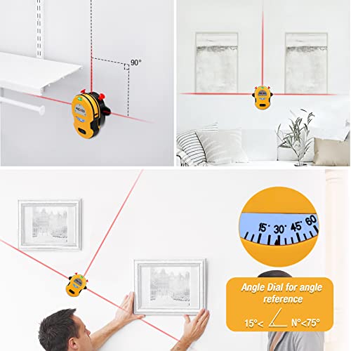 PREXISO Multi Surface Laser Level LED Light Vial, 30Ft Horizontal and Vertical Line Laser & PREXISO 135Ft Rechargeable Mini Laser Measurement Tool