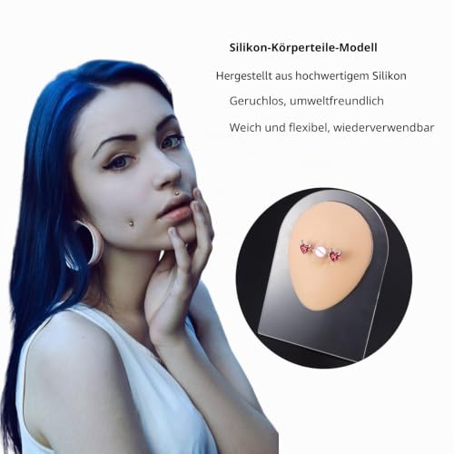 Silicone Nipple Model with Acrylic Stand, Fake Boob Flexible Human Mould, Body Parts for Practicing Piercing, Acupuncture Jewelery Display, Simulation Body Model (Nude)