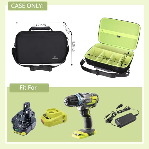 Tourmate Hard-Shell Protective Travel Carrying Case for Ryobi R18PDBL-0/R18PD5-0/RPD18BL2-0 ONE+ 18V Brushless Percussion Drill, Storage Box for Power Tools and Battery Chargers(Case Only)