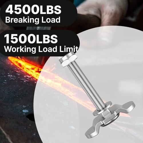 8Pcs M8 x 60mm Stainless Steel L-Track Double Lug Threaded Stud Fittings with Thumb Nut, Heavy-Duty with 4,500 lbs Breaking Load for Truck Bed, Trailer, Motorcycle & Cargo Control Rails M8*60mm